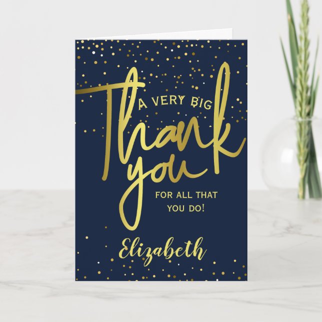 Glamourous Very Big Thank You Navy Gold Card (Front)
