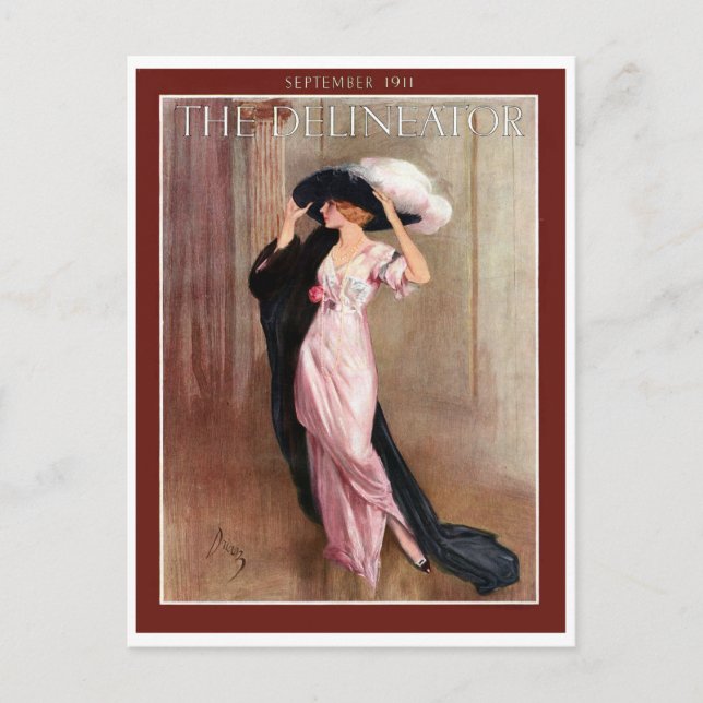 Glamourous Vintage Edwardian Woman   in Pink Gown Postcard (Front)