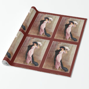 Glamourous Vintage Edwardian Woman   in Pink Gown Wrapping Paper