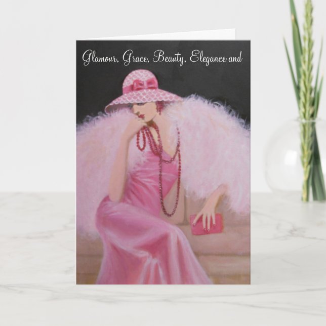 Glamourous Vintage Lady, Birthday Card (Front)