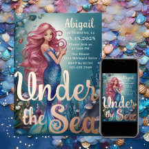 Glamourous Whimsical Mermaid Under the Sea Birthda