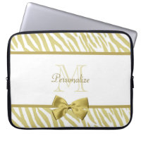 Glamourous White and Gold Zebra Print With Name
