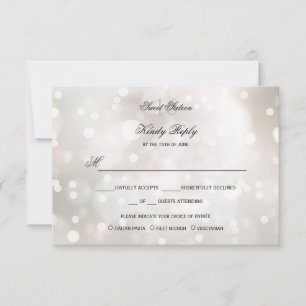 Glamourous White Glitter Sweet 16 RSVP MENU CHOICE