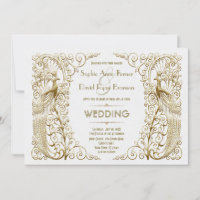 Glamourous White Gold Art Deco Peacocks Wedding