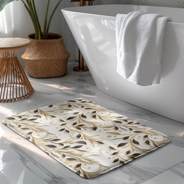 Glamourous White Gold & Black Seamless Patterns Bath Mat (Creator Uploaded)