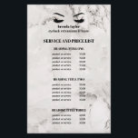 Glamourous white marble EYELASH SALON SERVICE LIST Flyer<br><div class="desc">Eyelash Extensions price list a perfect way to show your services and and pricing. Includes four customisable headings and body text fields, and space for your business contact information along the bottom. To adjust layout, enter your text and then use the Customise function to change positioning and font sizes.are perfect...</div>