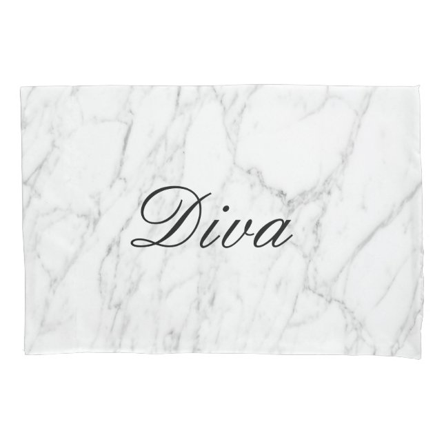 Glamourous white marble stone pillowcase with name (Front)