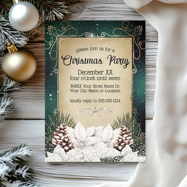 Glamourous Winter Floral with White Poinsettias Invitation (Creator Uploaded)