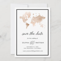 Glamourous World Map | Elegant Travel Theme Weddin