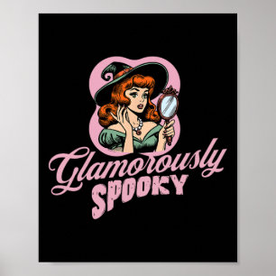 Glamourously Spooky Vintage Witch Retro Halloween Poster