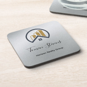 Glamour's Silver Black and White Real Estate Coaster