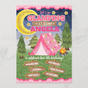 Glamping Birthday Invitation Invite Sleepover