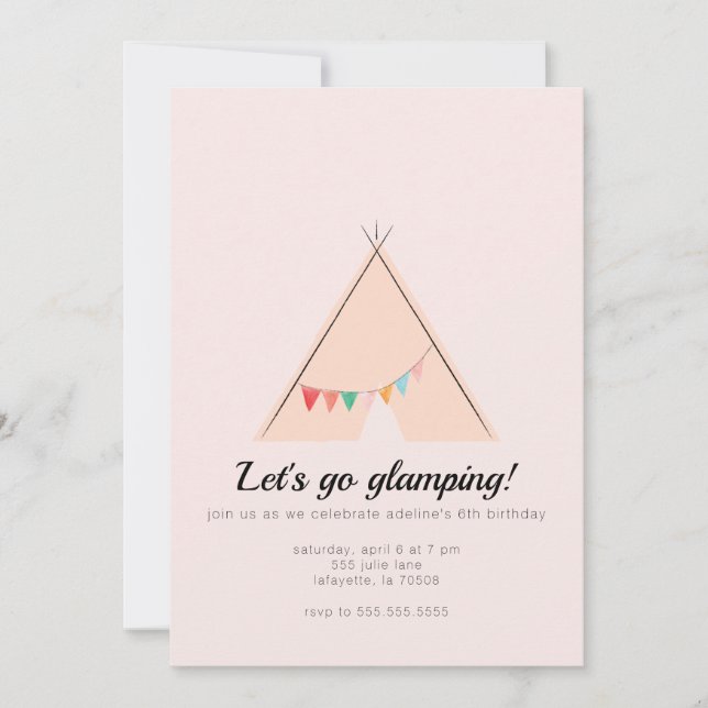 Glamping Birthday Party Invitation (Front)