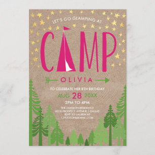 Glamping Birthday Party Invitation