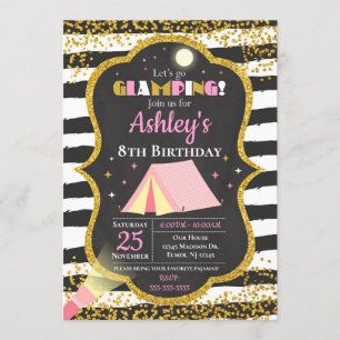 Glamping Birthday Party Invitation / Girls Camping
