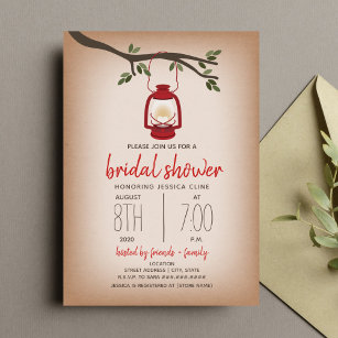 Glamping Bridal Shower - Red Lantern Invitation