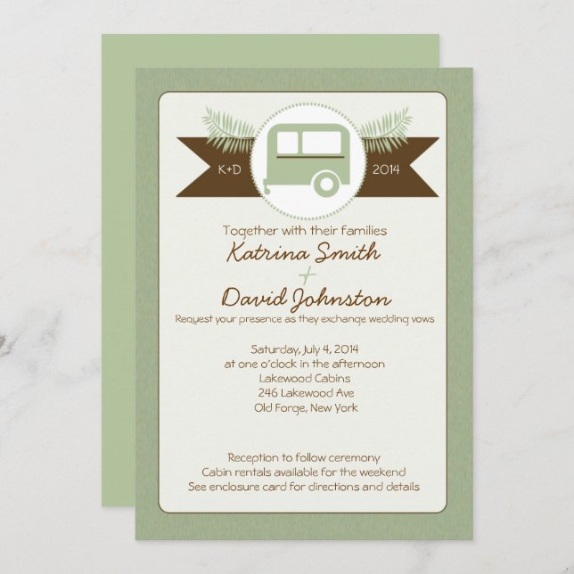 Glamping Camper Nature Lovers Wedding Invitation (Front/Back)