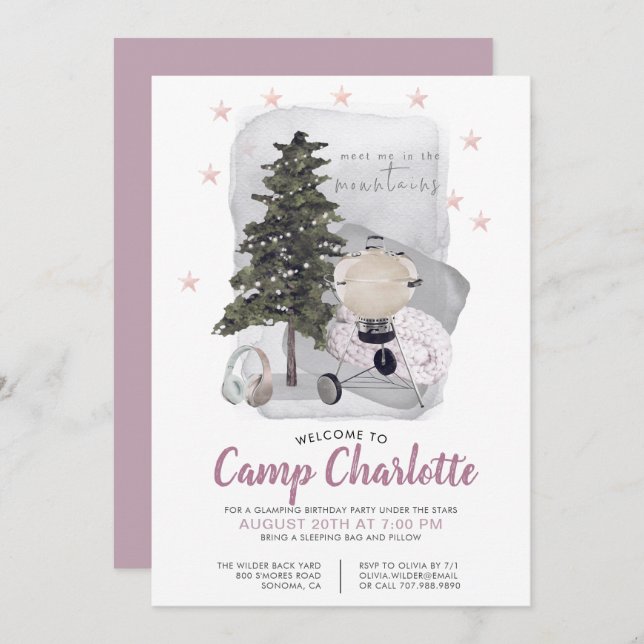 Glamping Camping Birthday Party Invitation (Front/Back)