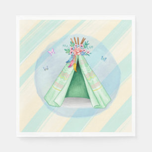 Glamping Camping Green Tent Sleepover Outdoors Napkin