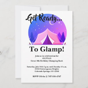 Glamping Girls Camping Birthday Party Invitation