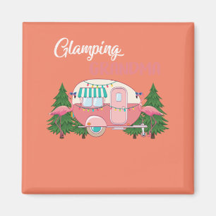 Glamping Grandma Costume Camping RV Flamingos Camp Magnet