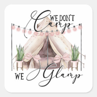 Glamping Party Square Sticker