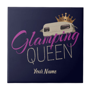 Glamping Queen Camping with vintage caravans Ceramic Tile
