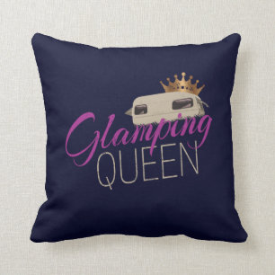 Glamping Queen Camping with vintage caravans Cushion