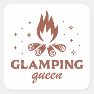 Glamping queen girls trip camping boho aesthetic square sticker