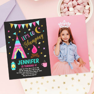 Glamping Sleepover Birthday Party  Invitation