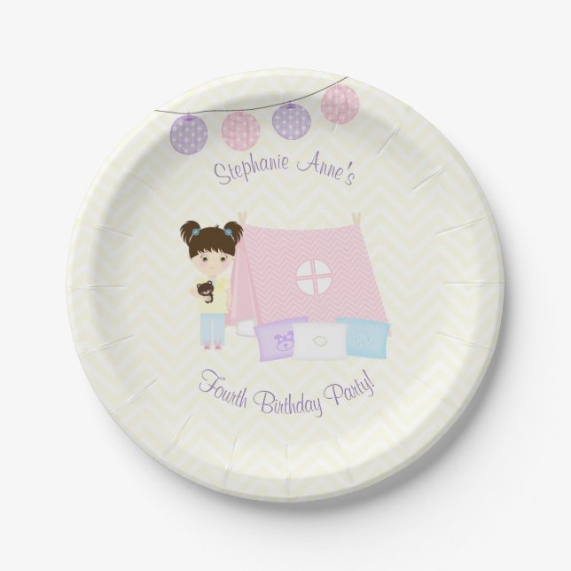 Glamping Sleepover Party Paper Plate (Front)