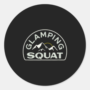 Glamping squad funny camping trip mountain sun classic round sticker