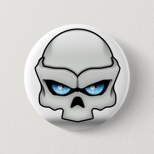 Glaring skull 6 cm round badge (Front)