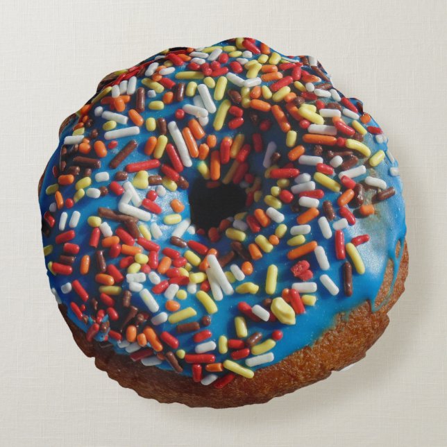 Glaseado azul con rocío doughnut almohada round cushion (Back)