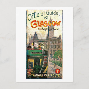 Glasgow and neighbourhood tramway car routes postcard
