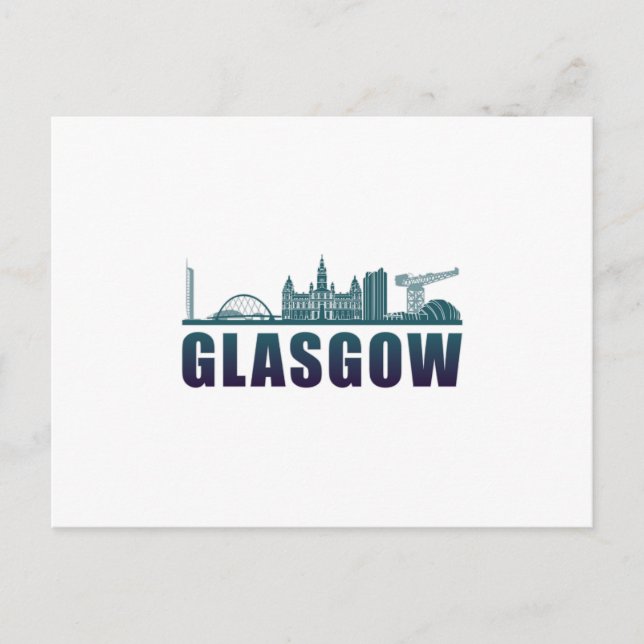 Glasgow City Cityscape Skyline Funny Gift Idea Postcard (Front)