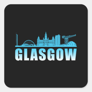 Glasgow City Cityscape Skyline Trip Funny Gift Square Sticker
