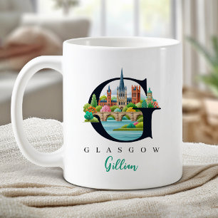 Glasgow Monogram Letter A Personalized Gift Coffee Mug