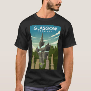 Glasgow Scotland Castle Vintage Minimal Retro Trav T-Shirt