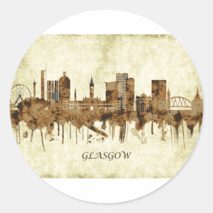 Glasgow Scotland Cityscape Classic Round Sticker