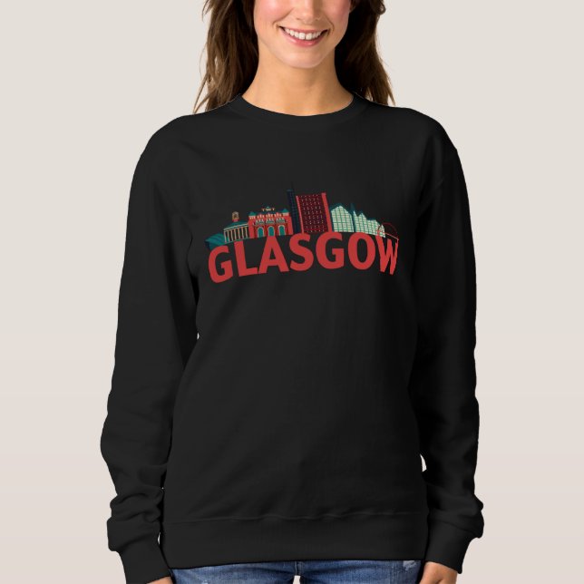 Glasgow Scotland GB UK Skyline Silhouette Outline  Sweatshirt (Front)