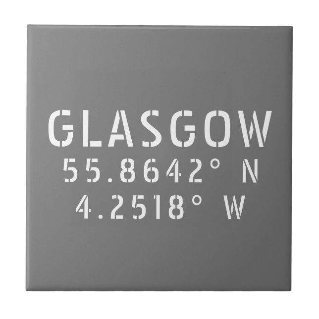 Glasgow Scotland Latitude & Longitude  Ceramic Tile (Front)