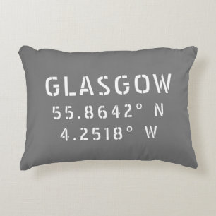 Glasgow Scotland Latitude & Longitude   Decorative Cushion
