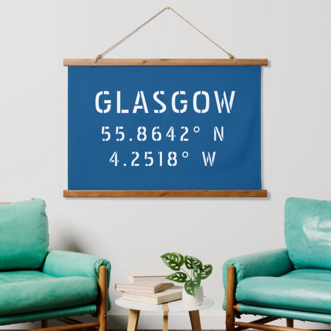 Glasgow Scotland Latitude & Longitude  Hanging Tapestry (Living Room)