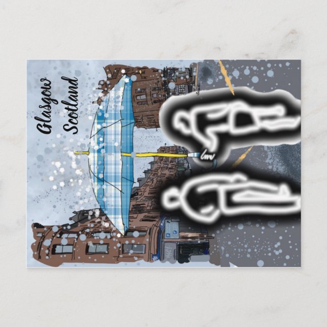 Glasgow scotland rainy postcard (Front)
