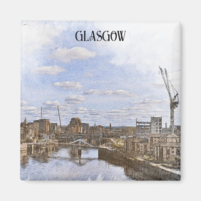 Glasgow Scotland UK Cityscape View Magnet (Front)