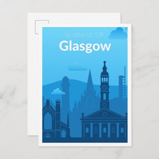 Glasgow Scotland UK Vintage Travel Illustration Postcard (Front/Back)