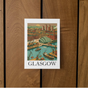 Glasgow Scotland Vintage Travel Illustration Postcard