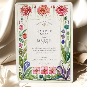 Glasgow Style Watercolor Wedding Invitation
