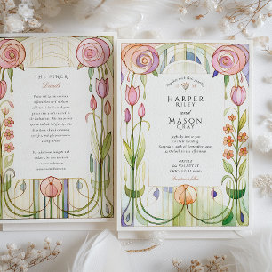Glasgow Style Watercolor Wedding Invitation